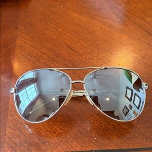 Diane Von Furstenberg DVF Silver Aviator Sunglasses